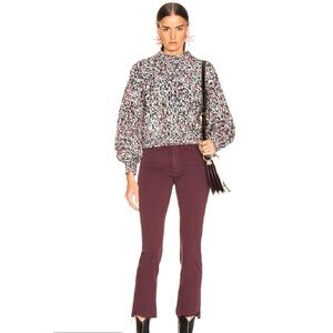 Mother The Rascal Ankle Step Fray Birds of a Feather Jeans in Plum Size 28 NWT